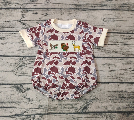 SR1902 embroidery duck deer turkey boy romper 202409  preorder