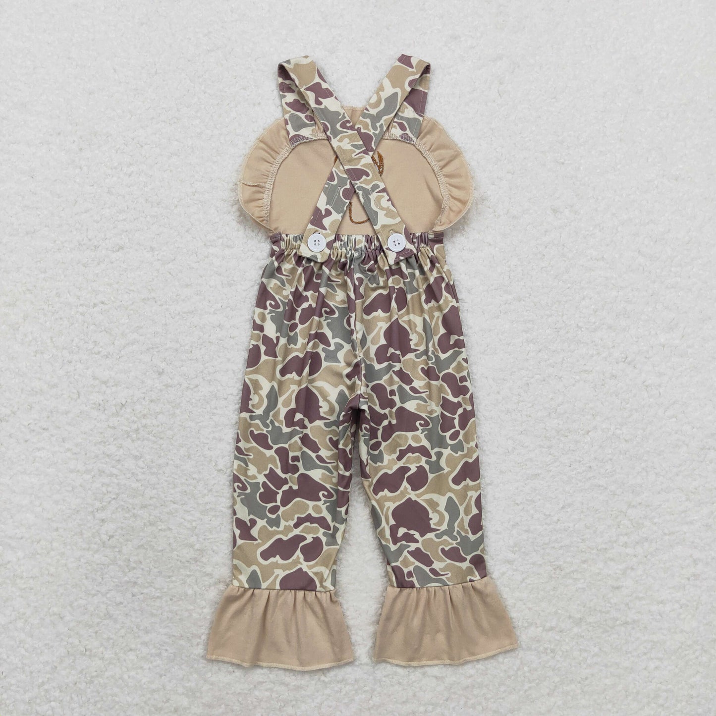 SR1914 Embroidery RTS deer camo short sleeve girl jumpsuit overall 202408 sibling