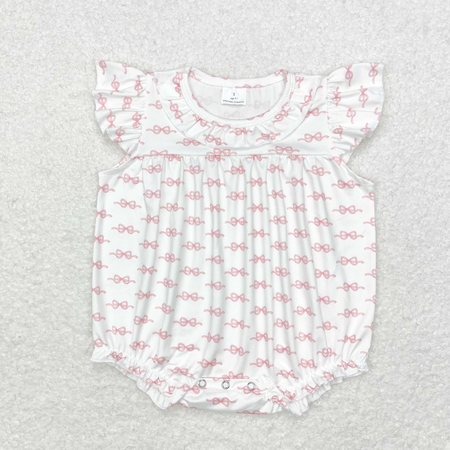 SR1933 sibling bow  girl pink romper 202408  RTS