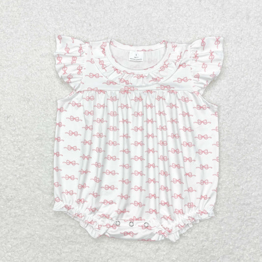 SR1933 sibling bow  girl pink romper 202408  RTS