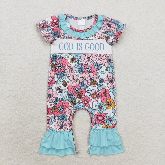 god is good flowers SR1938 girl  romper 202408  sibling  RTS