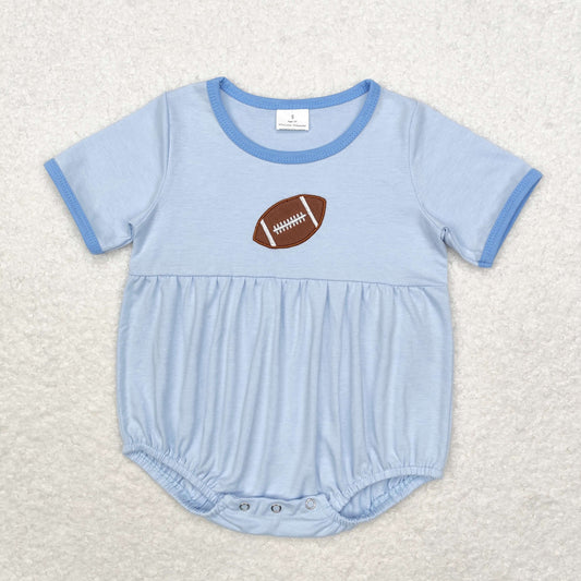 embroidery SR1946 football sibling blue boy romper 202408 rts