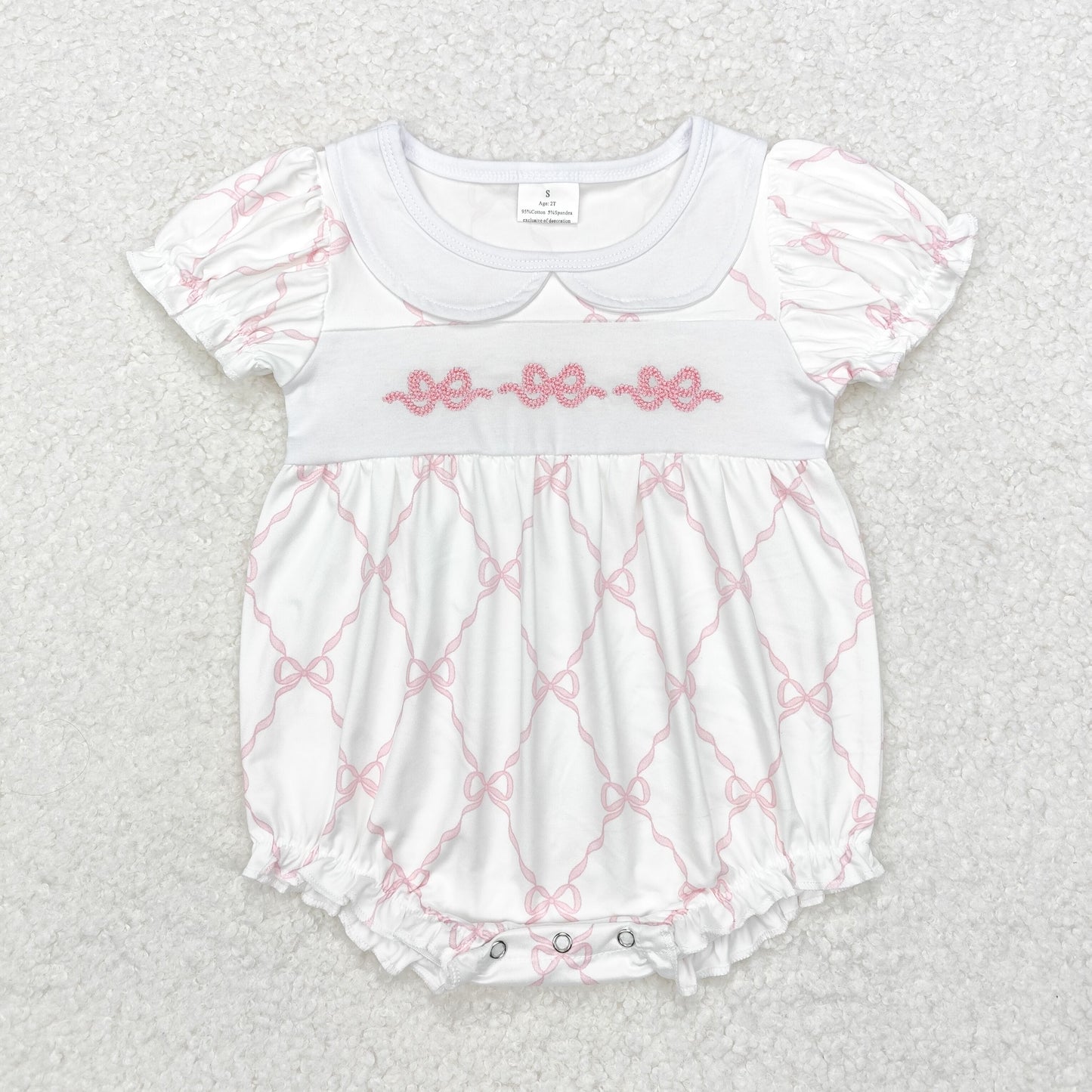 SR1967 Embroidery bow sibling SR1967 girl  romper 202410 RTS