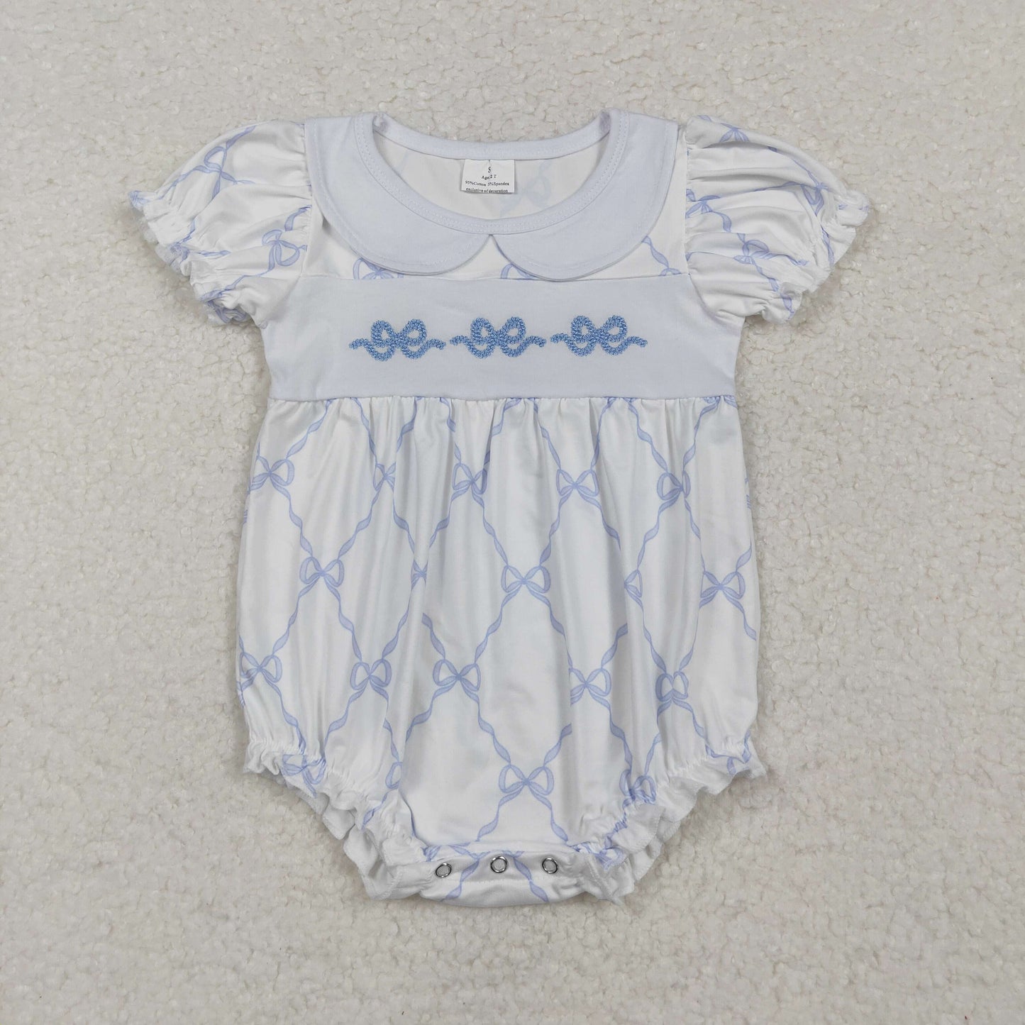 SR1969  embroidery bow sibling  girl  romper 202410 RTS