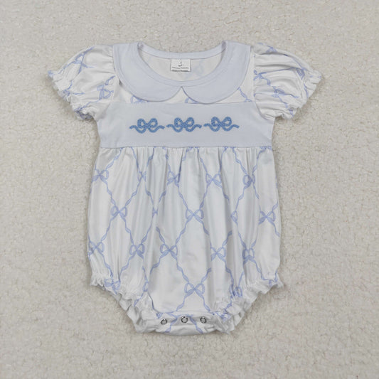 SR1969  embroidery bow sibling  girl  romper 202410 RTS