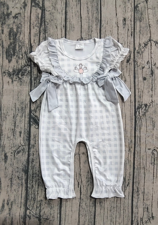 SR1970 Thanksgiving turkey girl summer romper 202507 preorder