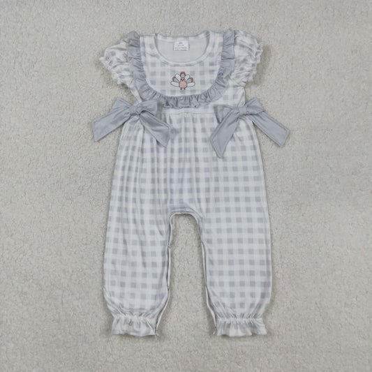 SR1970 Thanksgiving turkey girl summer romper 202509 RTS