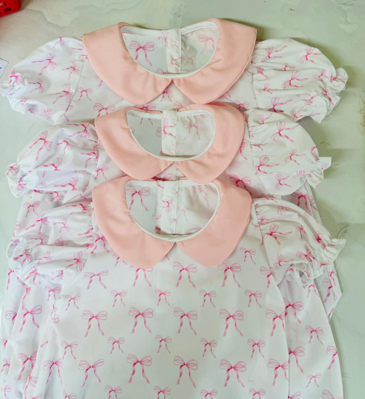 bow flowers sibling SR1975 girl romper 202408 preorder