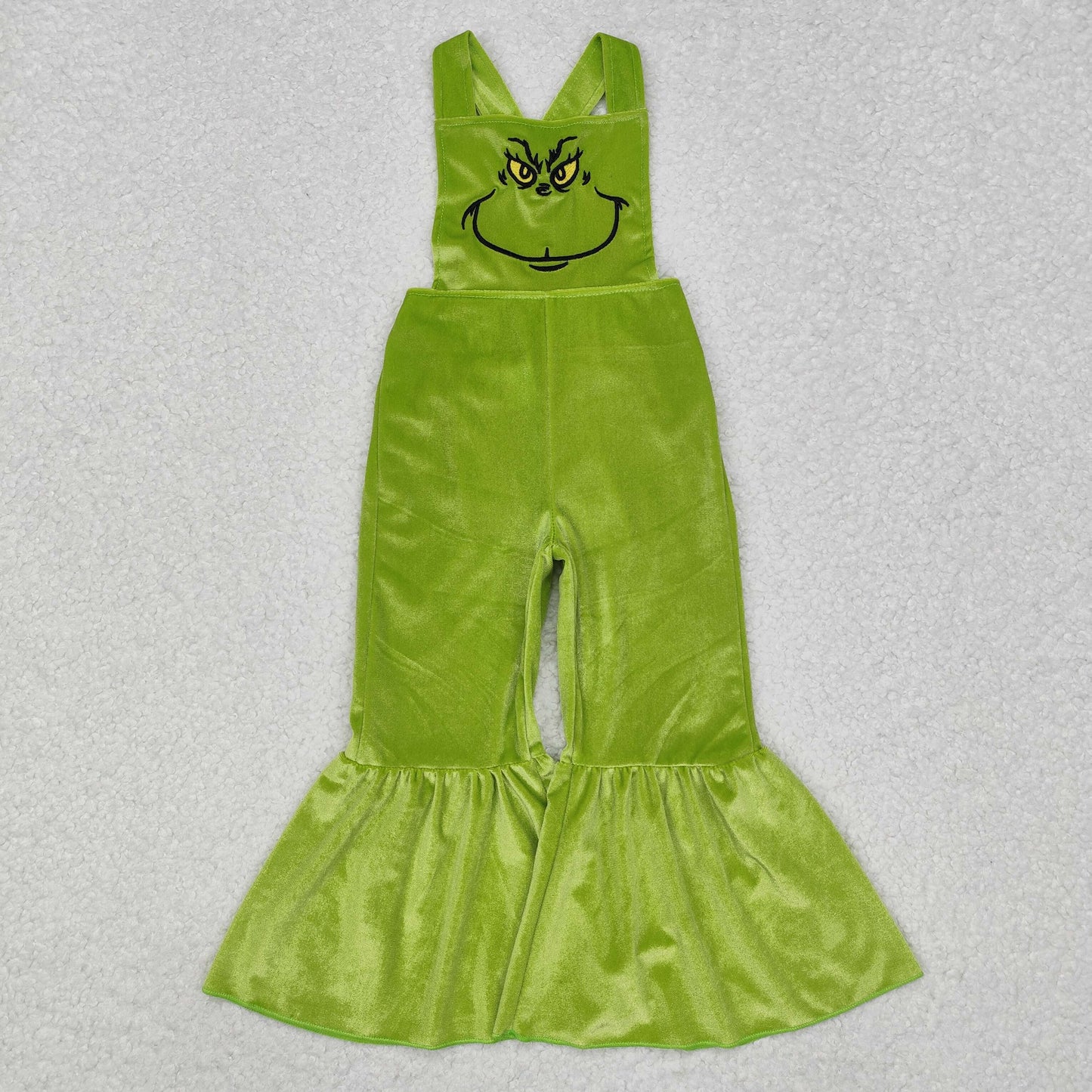 SR2013 embroidery grinch green long sleeve girl jumpsuit overall 202411 RTS