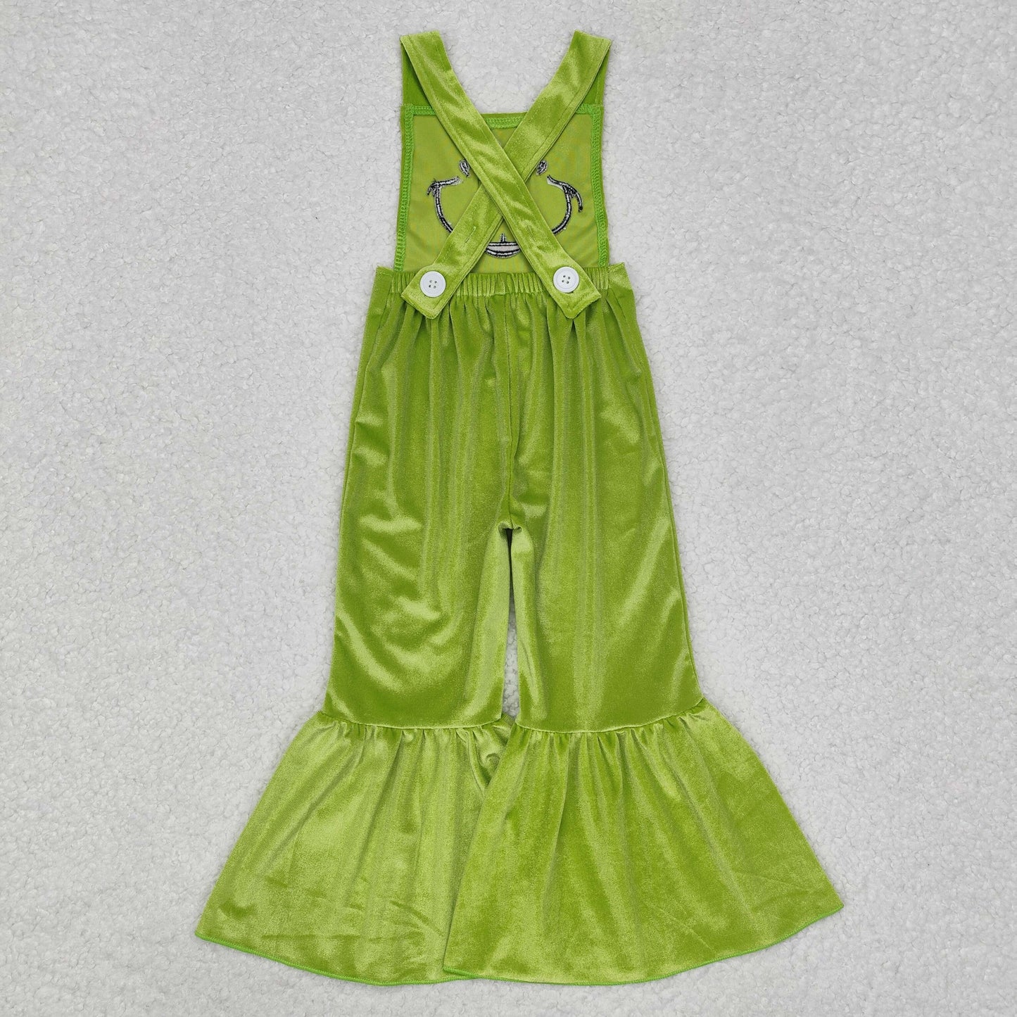 SR2013 embroidery grinch green long sleeve girl jumpsuit overall 202411 RTS