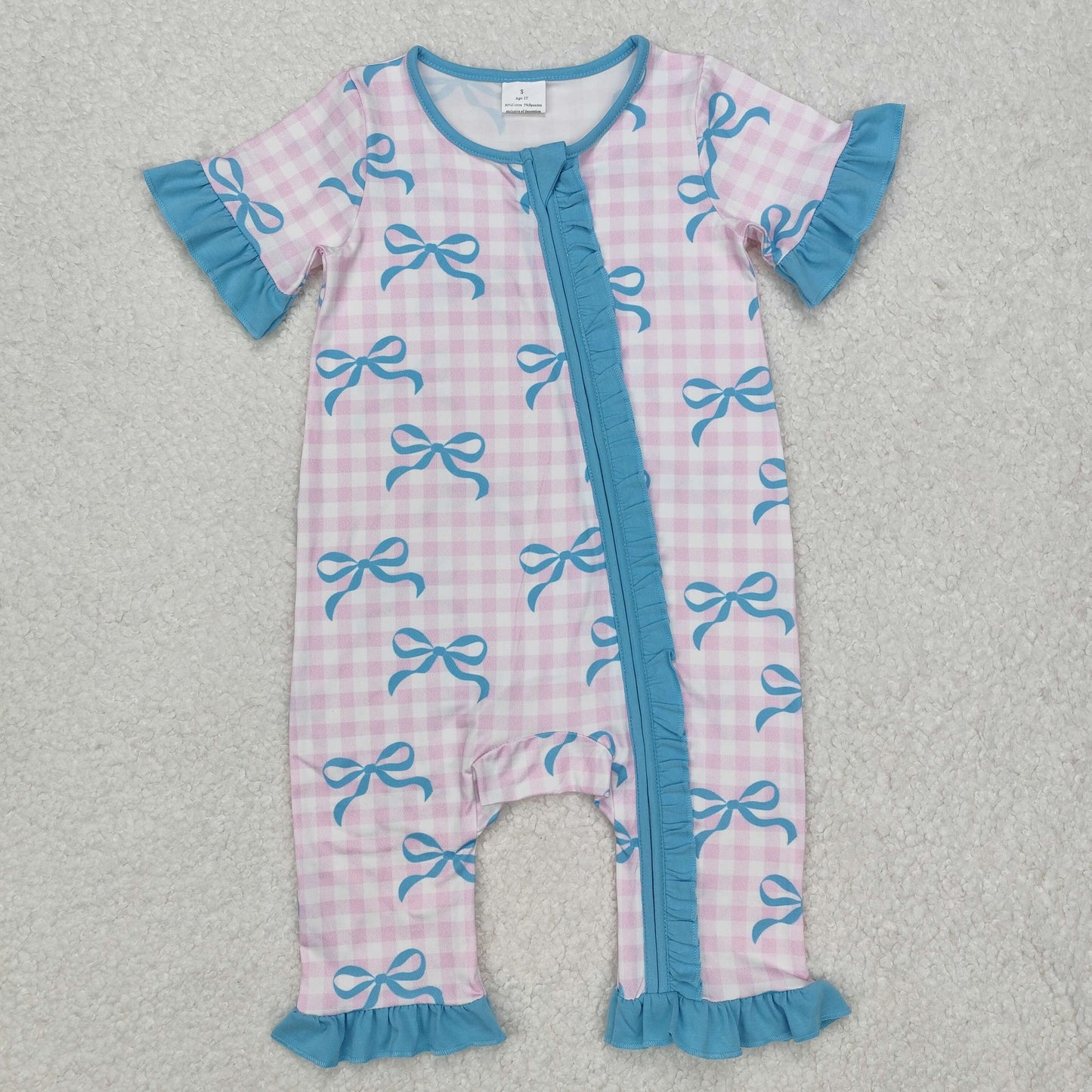 SR2026 western bow girl romper 202412 RTS  sibling