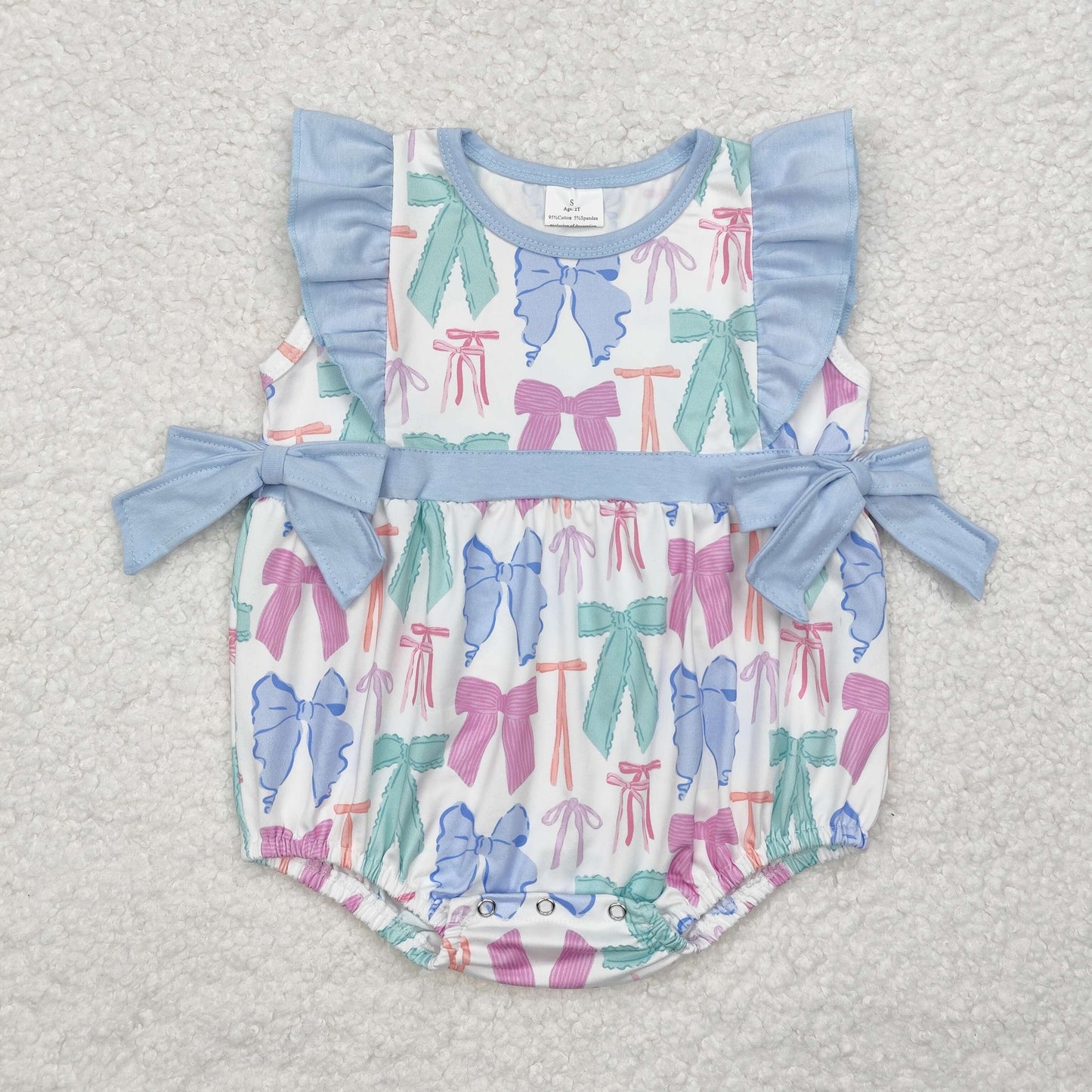 SR2027 western bow girl romper 202411 RTS  sibling