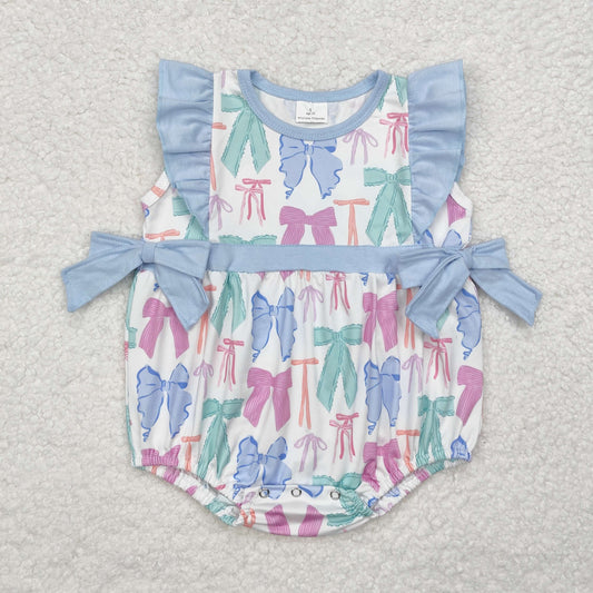 SR2027 western bow girl romper 202411 RTS  sibling