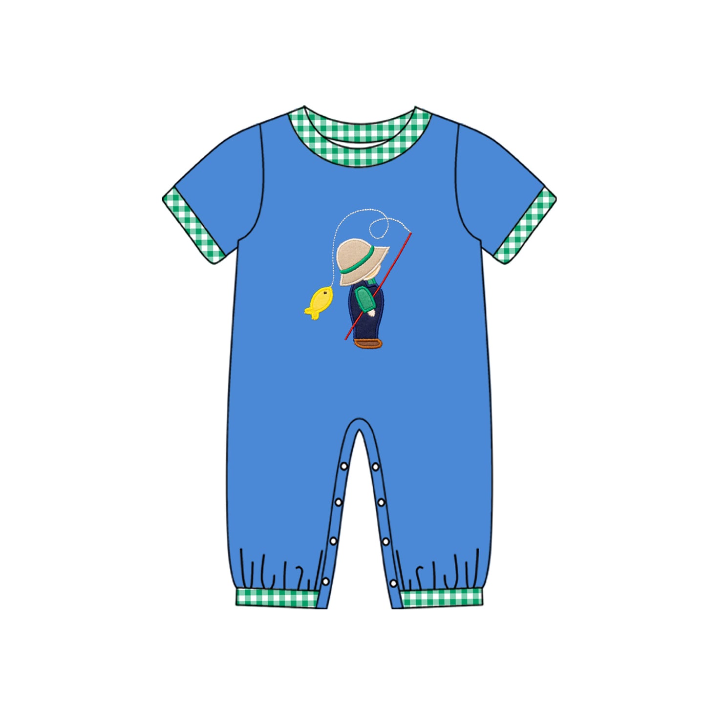 SR2061  western fish hunting boy romper 202410 preorder sibling