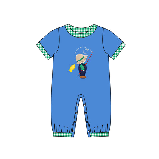 SR2061  western fish hunting boy romper 202410 preorder sibling