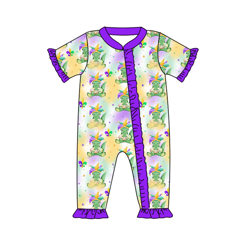 SR2068 western Mardi Gras girl romper 202410 preorder sibling