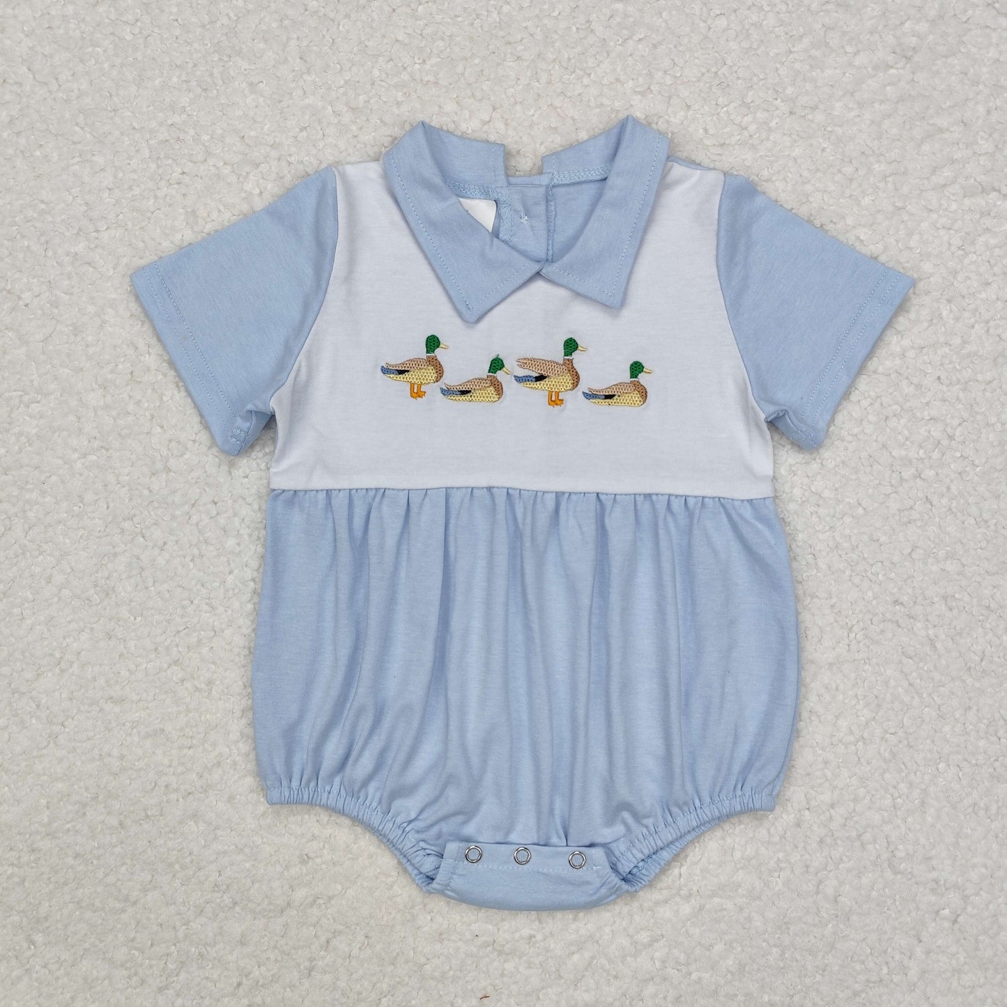 SR2071 Embroidery duck western boy romper 202411 RTS Sibling