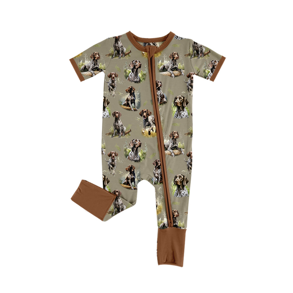 SR2079   dog hunting western girl romper 202410 preorder sibling