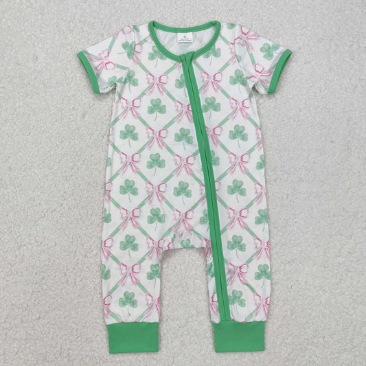 SR2109 western ST. Patrick lucky girl romper 202412 preorder sibling