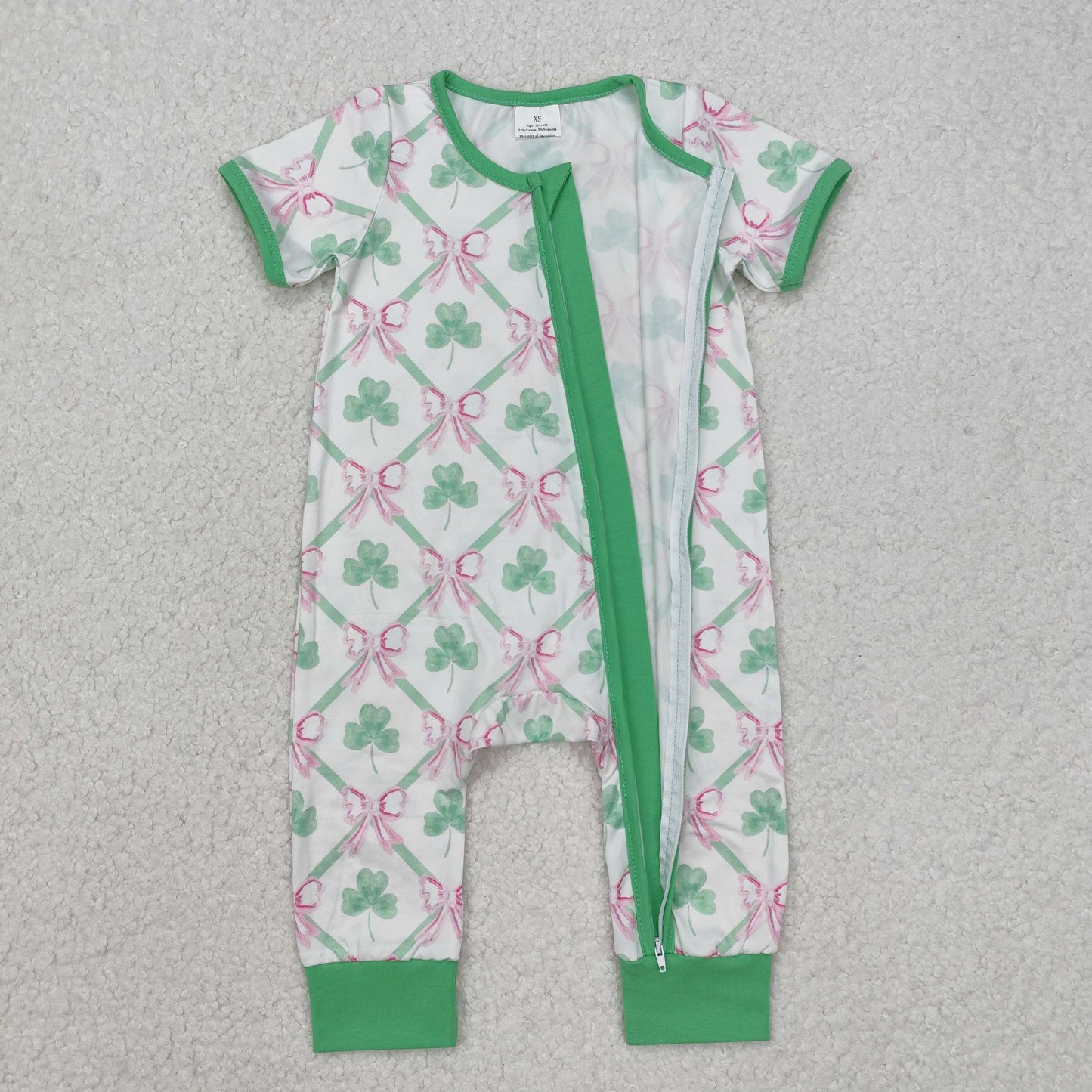 SR2109 western ST. Patrick lucky girl romper 202412 preorder sibling