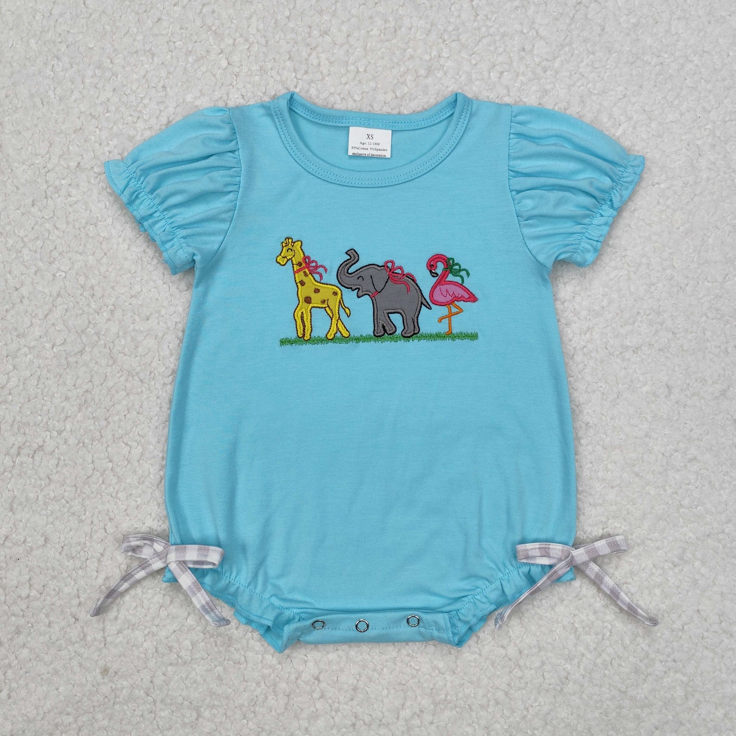 SR2124  embroidery elephant Giraffe girl romper 202412 sibling rts