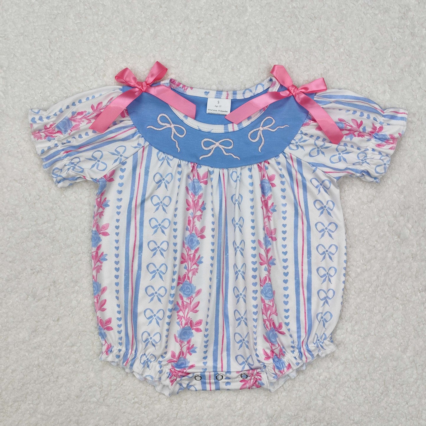 SR2131 embroidery bow girl romper 202501 RTS sibling