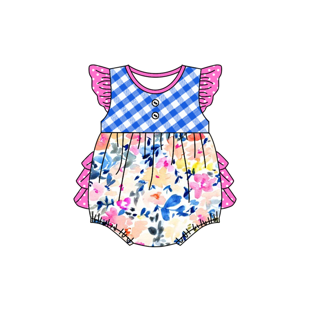 SR2176 ruffle flowers girl romper 202411 preorder sibling