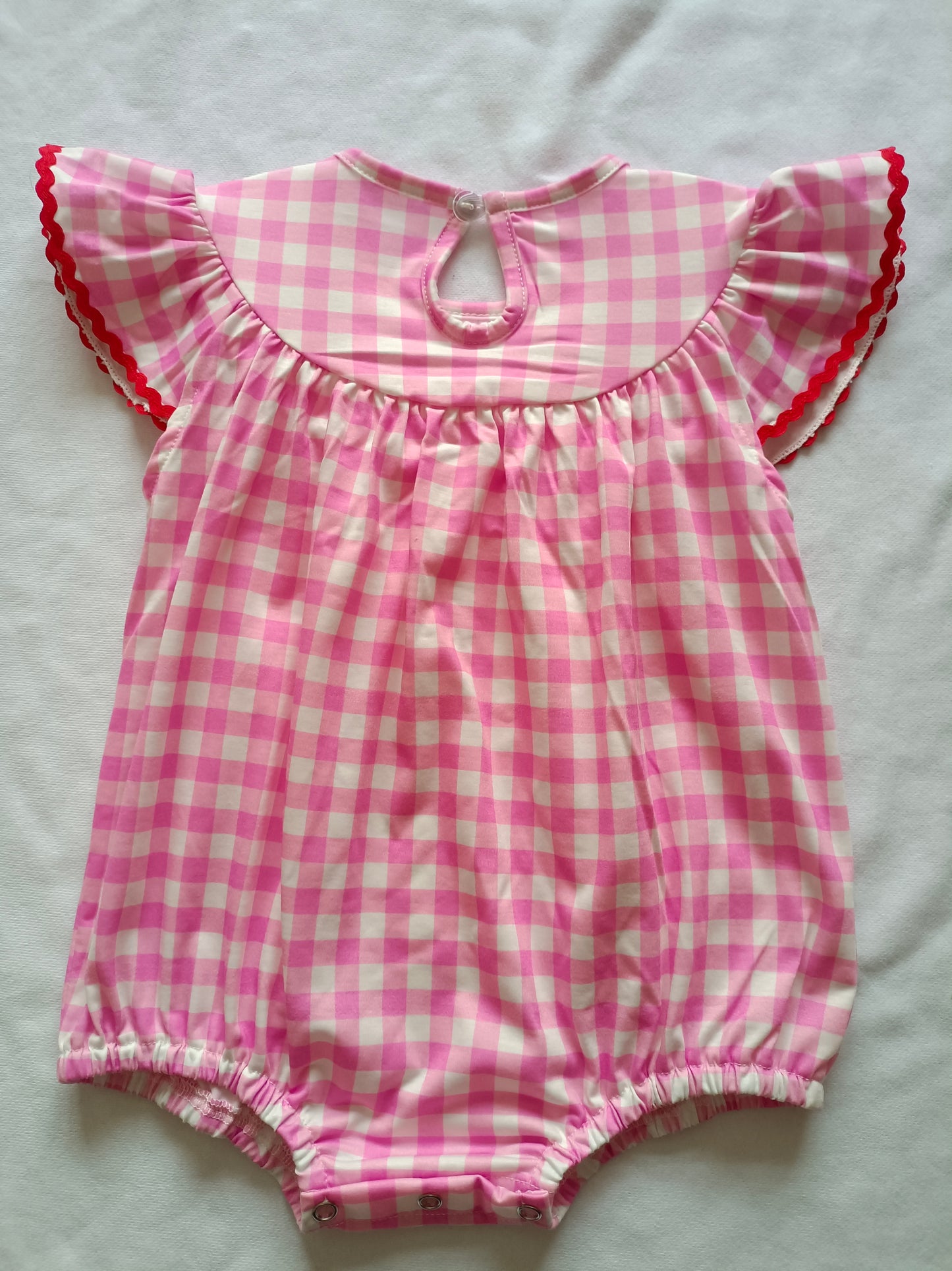 SSR2214 smocked  western pink love girl romper 202411 preorder sibling