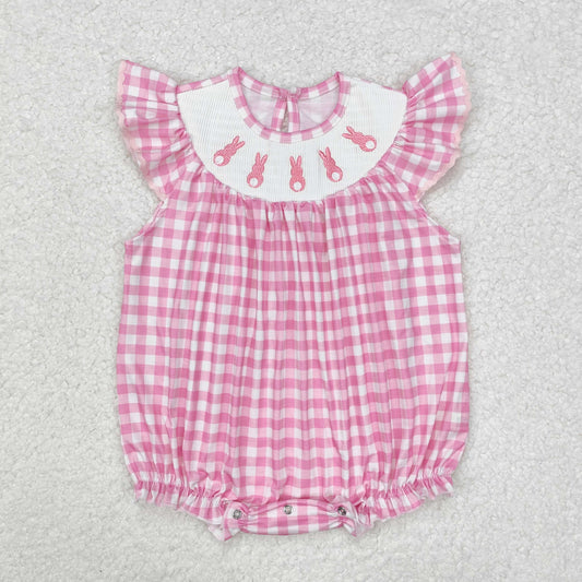 SR2215 smocked Easter bunny girl western romper 202501 RTS sibling