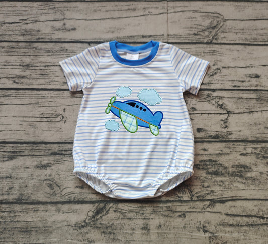 SR2244 embroidery plane boy romper 202501  sibling preorder