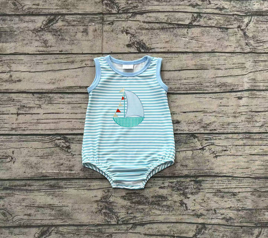 SR2276 embroidery boat girl romper 202412 preorder sibling