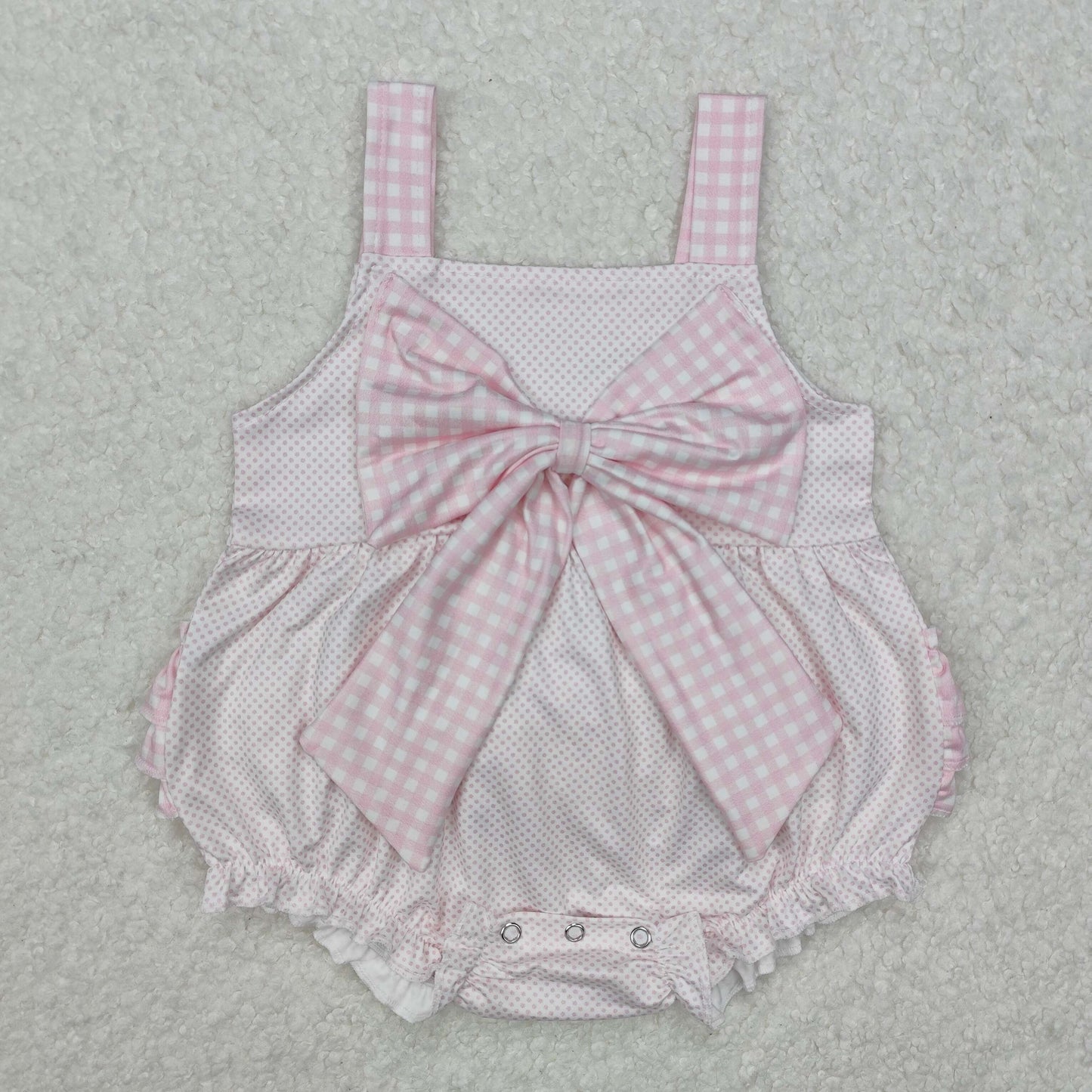 SR2280 bow  plaid ruffle western girl romper 202501 RTS  sibling