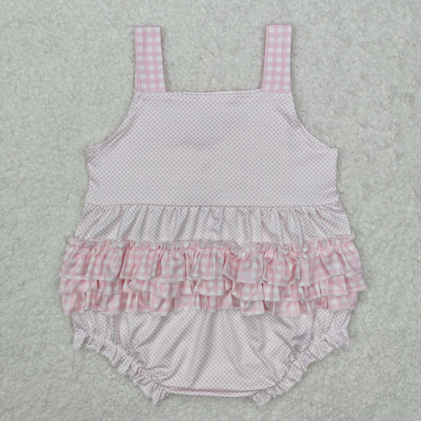 SR2280 bow  plaid ruffle western girl romper 202501 RTS  sibling