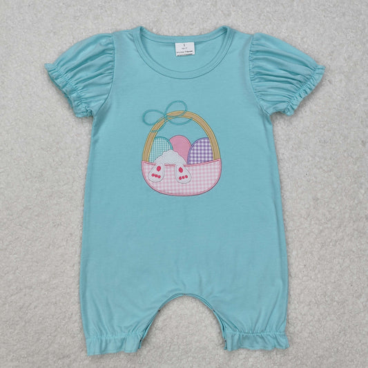 SR2292 embroidery Easter bunny  girl romper 202501 RTS