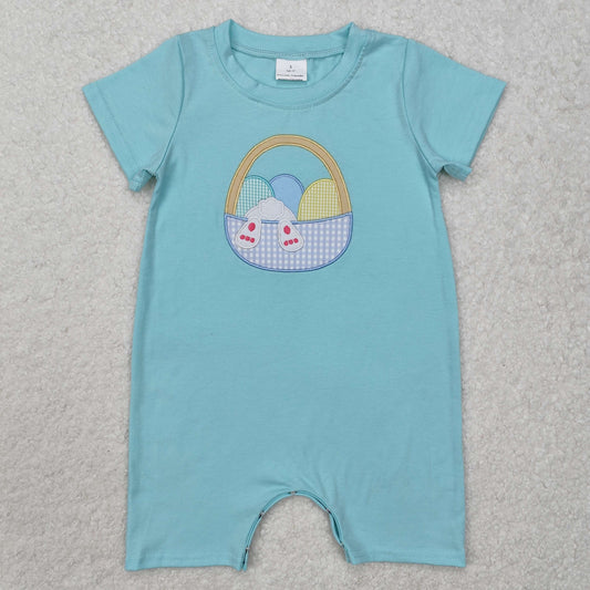 SR2293 embroidery Easter bunny  boy romper 202501 RTS