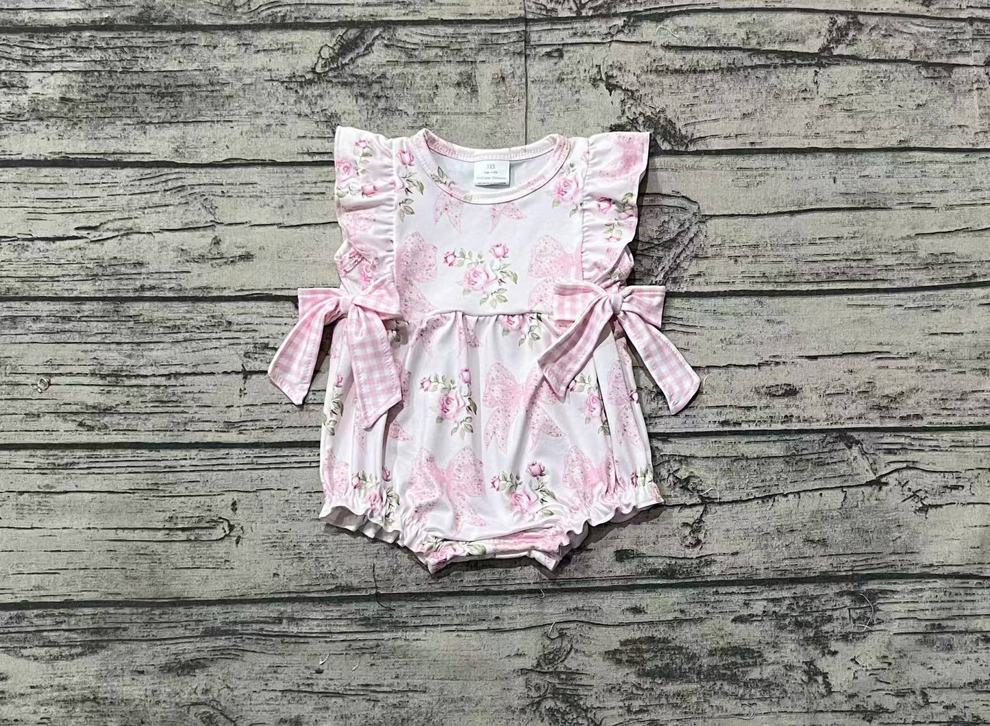 SR2379 flowers bow girl western romper 202411 preorder sibling