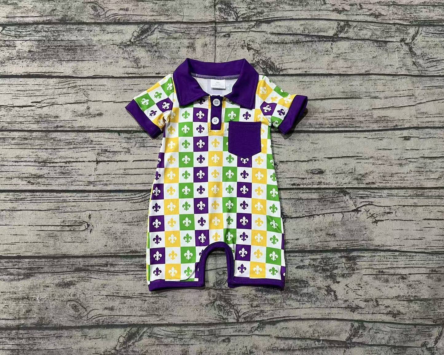 SR2385 Mardi Gras boy western romper 202412 preorder sibling