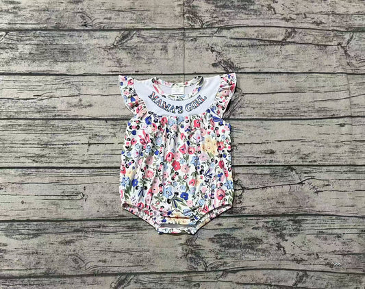 SR2386 embroidery mama's girl flowers girl romper 202412  sibling preorder