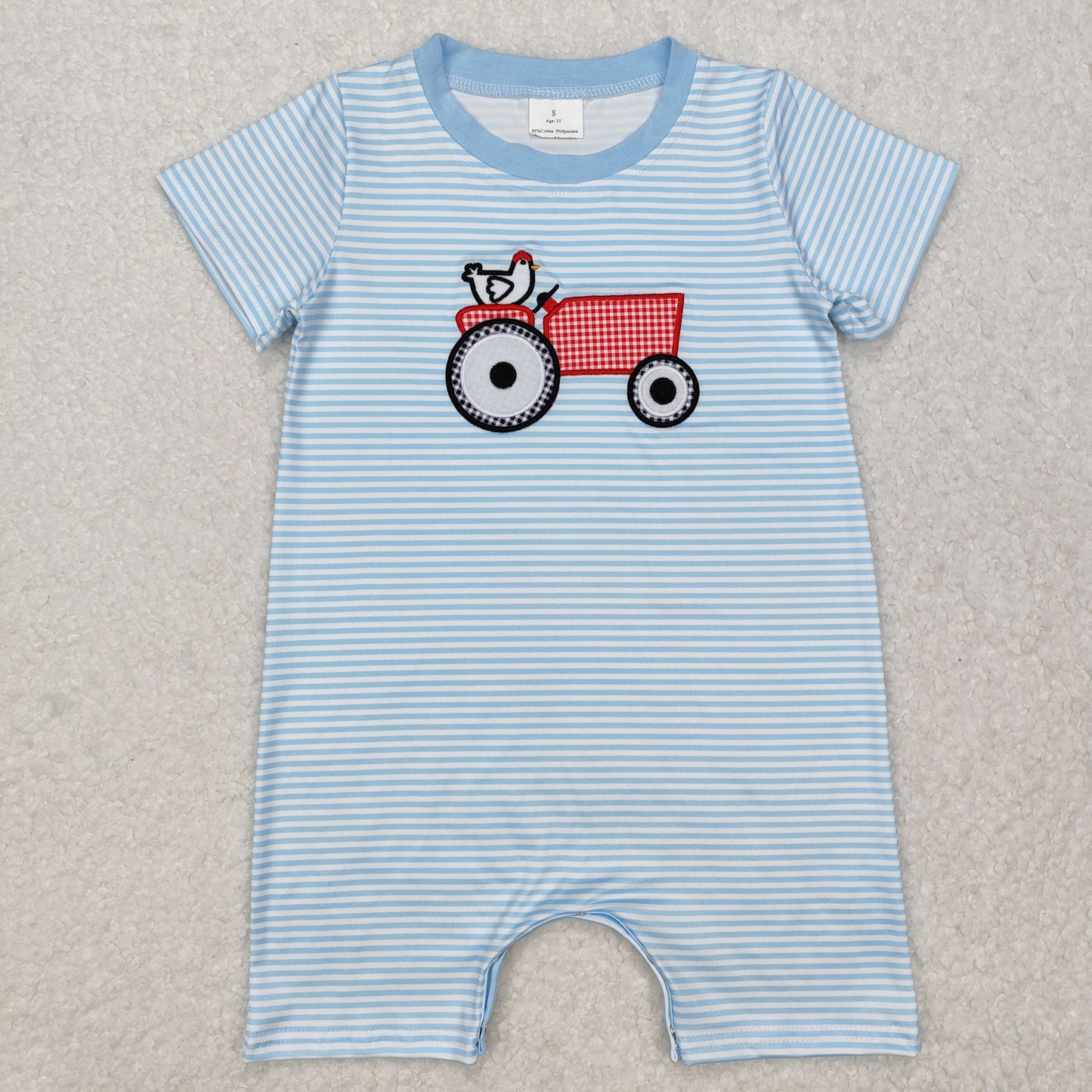 SR2406  embroidery chicken boy ROMPER 202412 RTS