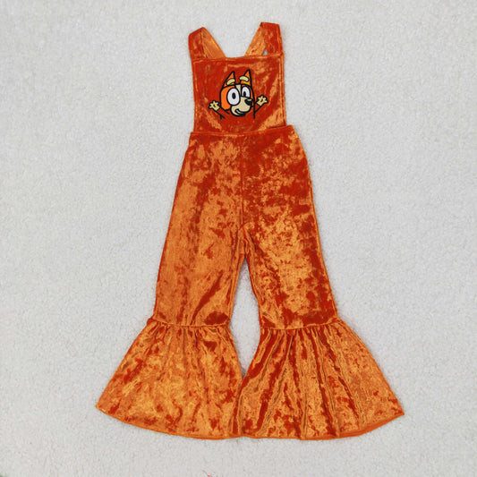 SR2444 velvet embroidery orange cartoon bluey western girl jumpsuit 202503 RTS