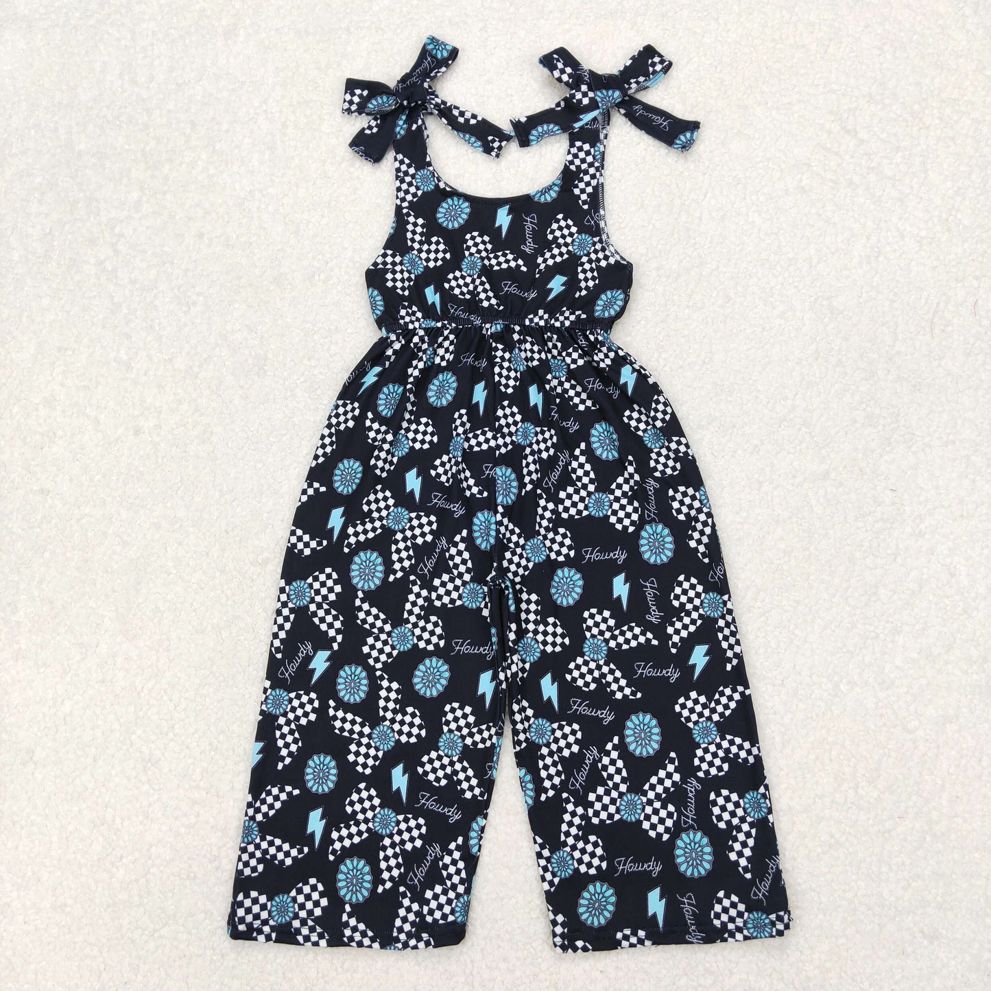 SR2466 gem bow teal girl  jumpsuit 202503 RTS