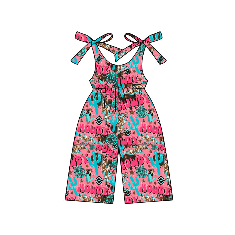 SR2498 western flower pink girl  jumpsuit 202412 preorder