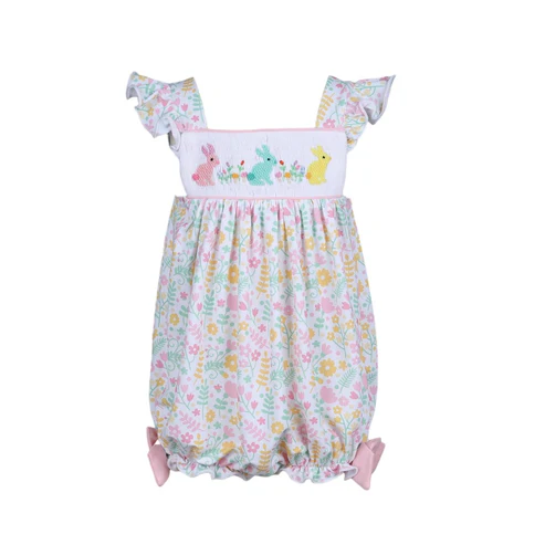 SR2501 Easter bunny girl  romper 202412 preorder sibling