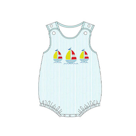 SR2509 bow sailing boat boy romper 202410 preorder sibling