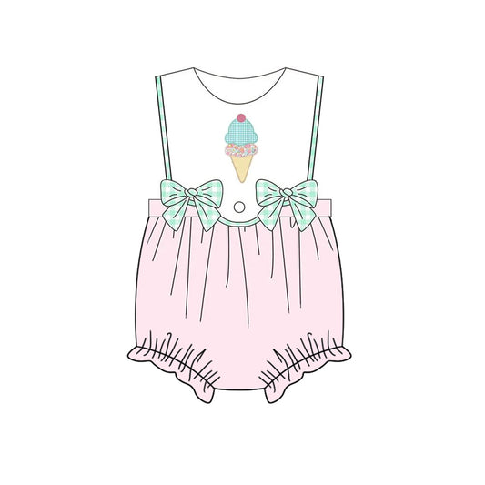 SR2511 ice cream bow girl  romper 202410 preorder sibling