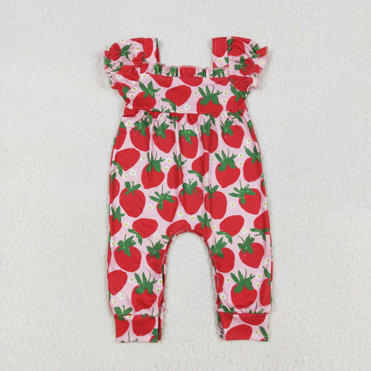 SR2597  strawberry  short  sleeve girl jumpsuit overall 202502 RTS