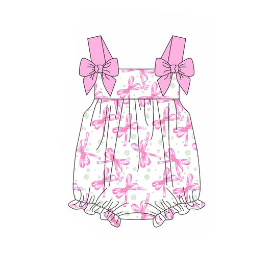 SR2692  bow pink western girl summer romper 202502 preorder