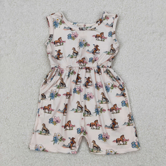 SR2695  horse bow girl jumpsuit overall 202503  RTS