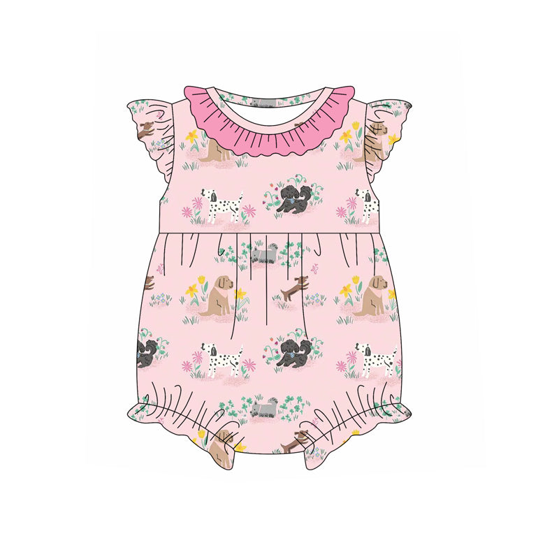 SR2753 dog flowers preorder girl romper 202502
