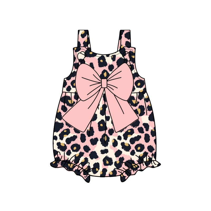 SR2757 leopard bow preorder girl romper 202502